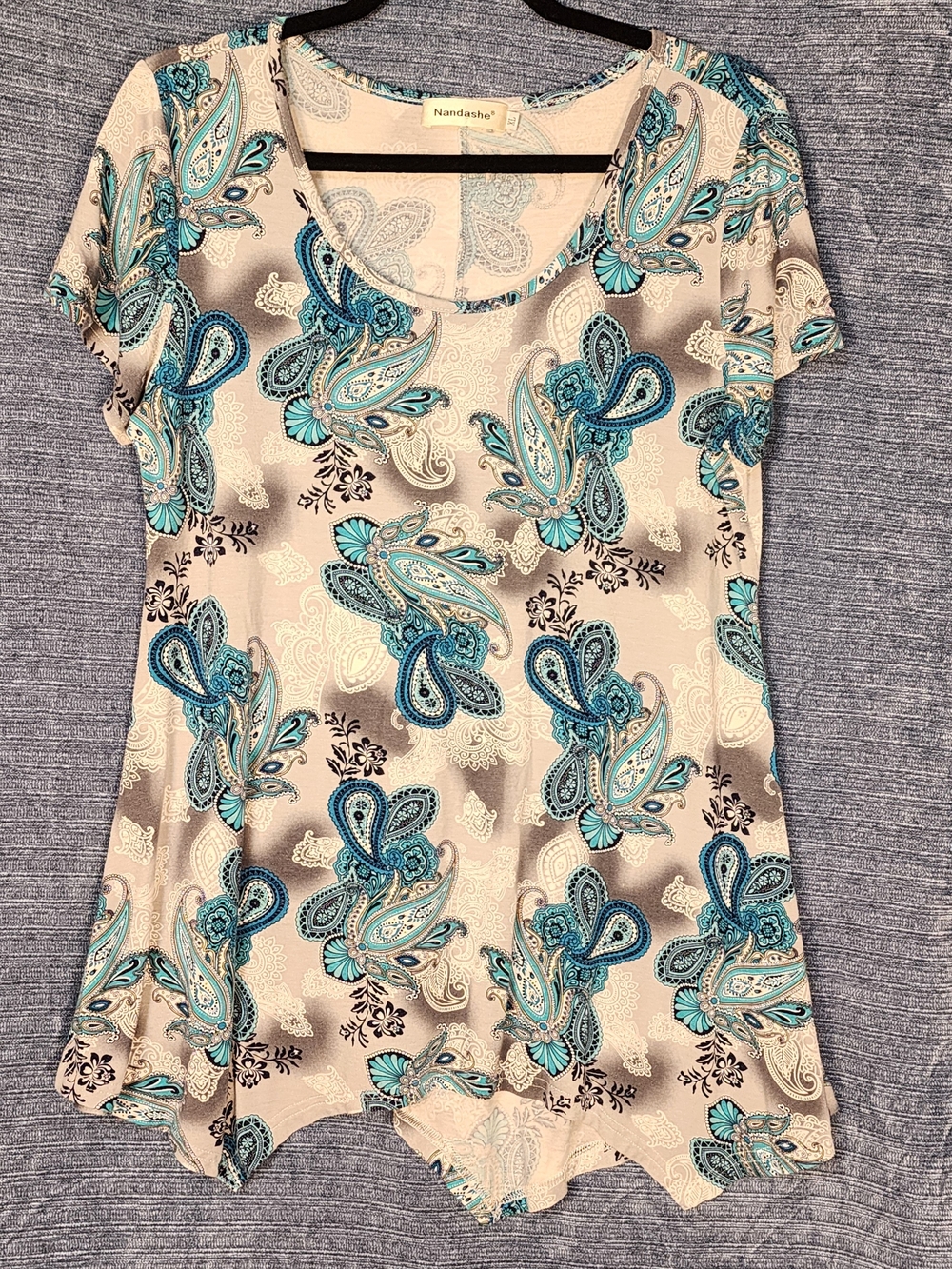 Blue Paisley Short-Sleeve Tunic Tee